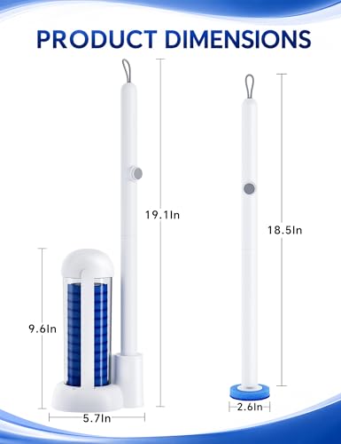 Toilet Brush Kit, Disposable Toilet Bowl Cleaner Brush with Blue Replacement Heads, Press-Button Wand and Self-Closing Freestanding Holder (Toilet Brush + 63 Refills)