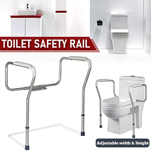 Free Standing Toilet Surround Frame, Adjustable Height Aluminium Bathroom Safety Frame Rail, Lightweight Non-Slip, for Assist Elderly Disabled Seat Support Bath