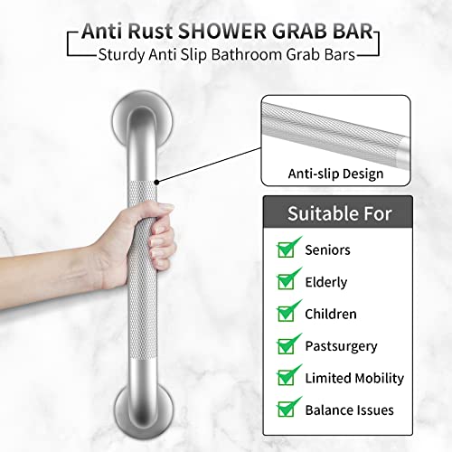 2 Pack 12 Inch Grab Bars for Bathtubs and Showers,Anti Slip Shower Grab Bar | Stainless Steel Shower Handle Toilet Handicap Elderly Senior Assist Bathroom Saft Handle for Shower Bench ,Waterproof - size: 12 Inch