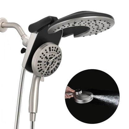 Foldable Rainfall Shower Head 9 Spray Settings/Modes Handheld Showerheads | High Pressure Shower Heads with Handheld Spray Combo, Built-in Magnetic Docking, Power Jets, Stainless Steel Shower Hose - color: Startlight