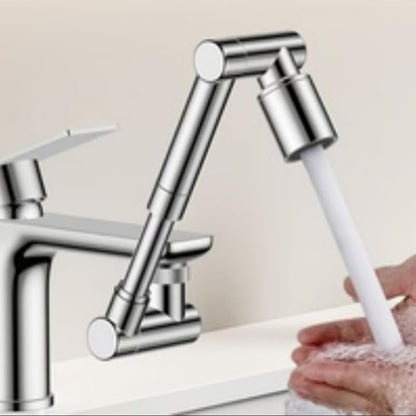 1440° Rotating Faucet Extender with 5cm Telescopic Arm Dual Mode Splash-Proof Kitchen Sink Sprayer Universal Fit Water Saving Aerator Adapter Chrome Finish for Bathroom Washing - color: Silver