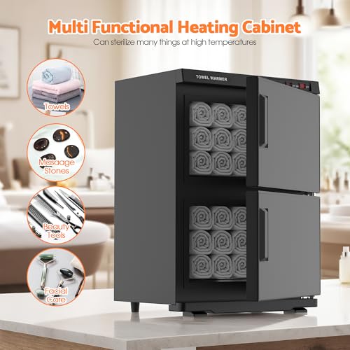 Double Hot Towel Warmer for SPA Professional Towel Heater Machine for Bathroom Salon Barber Estheticians 32L,Black