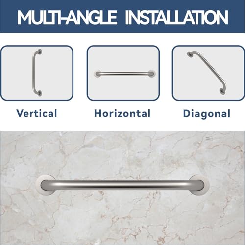ELLO&ALLO Brushed Nickel Bathroom Shower Grab Bar, Home Care Bath Hardware (16 Inch) - color: Brushed Nickel, size: 16 Inch