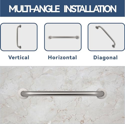 ELLO&ALLO Brushed Nickel Bathroom Shower Grab Bar, Home Care Bath Hardware (16 Inch) - color: Brushed Nickel, size: 16 Inch