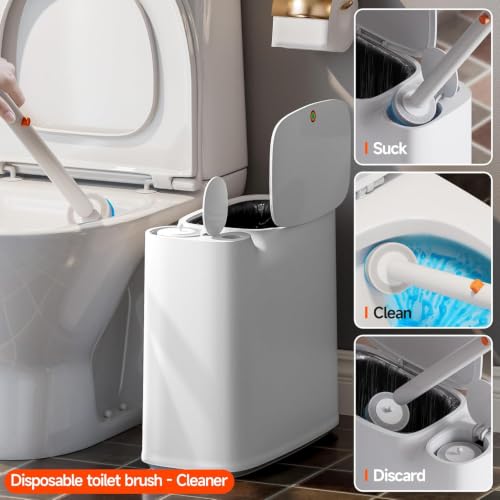 CTIME 3 in 1 Bathroom Trash can with toilert Brush,12 Refills | 3 in 1,modern bathroom, 12 Refills,bathroom, toilet