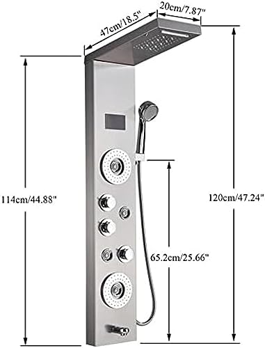 Shower Panel Tower Faucet Set Rain Massage Body Jets System Stainless Steel