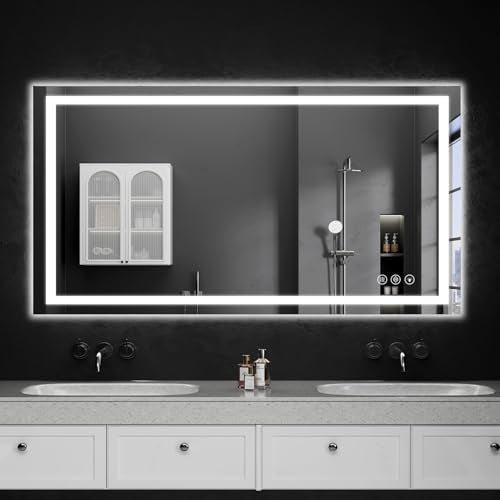 30"x48" LED Bathroom Mirror with Lights | Dimmable，Anti-Fog，Bathroom Vanity Mirror for Wall, Backlit + Front Lit, Memory Function, Shatter-Proof, Tempered Glass - size: 30"L x 48"W