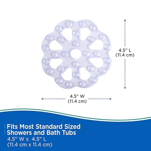 Kenney KN61549 Vinyl Bath Treads with Suction Cups for Use Inside the Bathroom Shower, 5" L x 5" W, Clear - size: 5" (Round)
