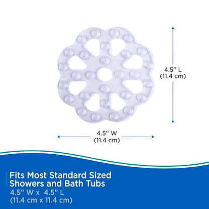Kenney KN61549 Vinyl Bath Treads with Suction Cups for Use Inside The Bathroom Shower, 5" L x 5" W, Clear (Pack of 4) - size: 5" (Round) (Pack of 4)