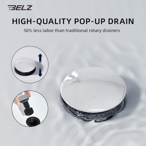 BELZ Chrome Bathroom Faucet, Lead-Free for 1 or 3 Hole 4" Vanity Sink | NSF372 Compliant,Anti-peeling PVD Finish,Includes Pop-up Drain & Hoses,Single Handle Modern Design, Easy DIY Install - color: Polished Chrome