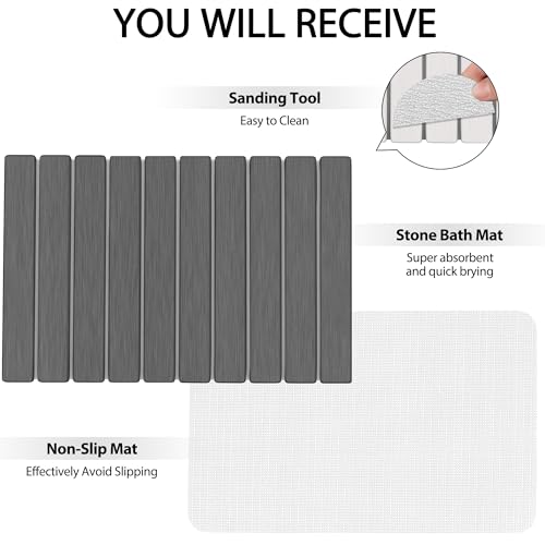 Foldable Stone Bath Mat 60x39cm | Quick-Dry Diatomaceous Earth Bath Rug with PVC Anti-Slip Base | Bathroom, Kitchen, Pet-Friendly Water Absorbent Mat - color: Grey