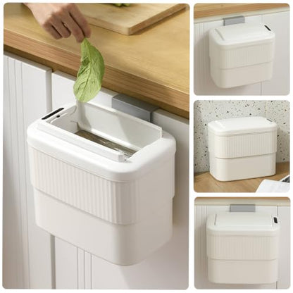 Sensor Bathroom Trash Can 2.5 Gallon,Kitchen,Office,RV,White | hanging,butterfly lid, narrow space,ABS Superior Quality,Touchless Automatic Trash Bin,Motion Sensor Garbage Can