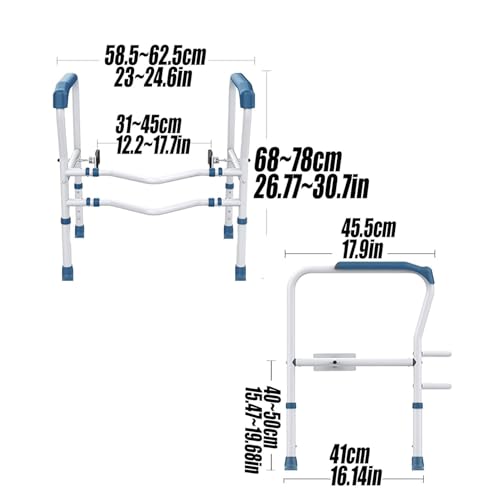 Toilet Safety Rails Frame, Sturdy Adjustable Free Standing Toilet Bathroom Rail, Toilet Safety Frame for Elderly, Handicapped, Fit Any Toilet(Blue) - color: Blue