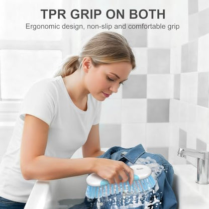 SetSail Multi-Purpose Scrub Brush of 2 Pack, Blue | Stiff Bristles Cleaning Brush with Non-Slip Grip Heavy Duty Scrub Brushes for Cleaning Bathroom Kitchen Tile Bathtub Sink - color: Blue