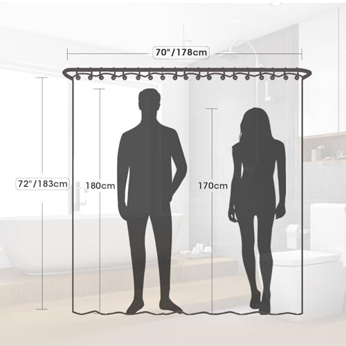 Clear Plastic Shower Curtain Liner, 3D Wavy, 70x72 in, 1 Pack | 100% waterproof, PEVA, clear 3D wavy pattern, 12 rust-free pouch holes, fits standard tubs, for home, hotel, dorm - color: Wavy-clear