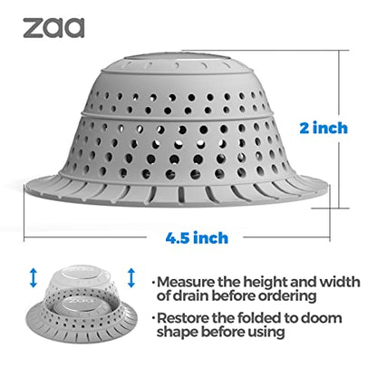 Bathtub Drain Hair Catcher, Premium Silicone Shower Hair Catcher, 1Pack Collapsible Hair Stopper for Pop Up and Regular Drains of Shower, Bathtub, Bathroom Sink, Bathroom Fixture Accessories, Gray | Gray Collapsible Shower Drain Hair Catcher for Pop Up Tu