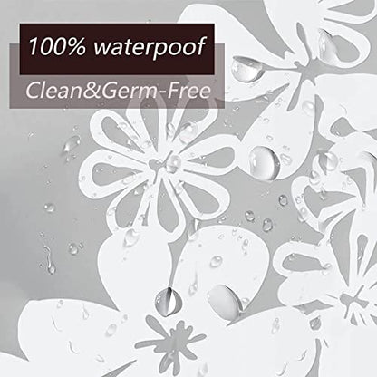 TIKABC Shower Curtain Liner, 4G PEVA Shower Liner, Plastic Waterproof Shower Curtains, with Grommet Holes and 3 Magnetic Weights(White Flower) - color: White Flower