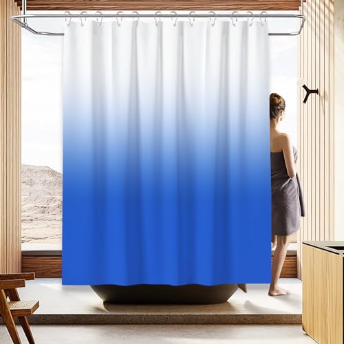Shower Curtain Sets with Rugs and Adjustable Toilet Seat Cover | 4 Pcs Light Blue Bathroom Sets with Shower Curtain and Rugs and Microfiber Toilet Lid Cover - color: Light Blue