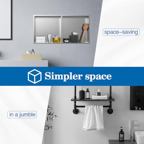 12" x 24" Shower Niche No Tile Needed | 304 Stainless Steel Shower Wall Niche, Recessed Shower Shelf for Shower or Bathroom Storage, Brushed - color: 12"x24" Brushed