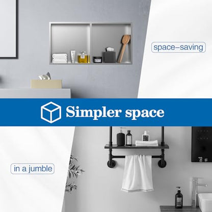 12" x 24" Shower Niche No Tile Needed | 304 Stainless Steel Shower Wall Niche, Recessed Shower Shelf for Shower or Bathroom Storage, Brushed - color: 12"x24" Brushed
