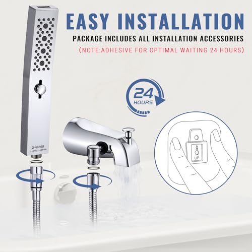 G-Promise All Metal 2 Function Bathtub Faucet with Sprayer, Universal Fit | All Metal, Built to Last, Multifunction with Flow Control, Universal Fit for 1/2 & 3/4 Inch Pipes, Bathroom upgrade