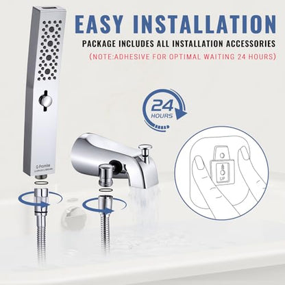 G-Promise All Metal 2 Function Bathtub Faucet with Sprayer, Universal Fit | All Metal, Built to Last, Multifunction with Flow Control, Universal Fit for 1/2 & 3/4 Inch Pipes, Bathroom upgrade