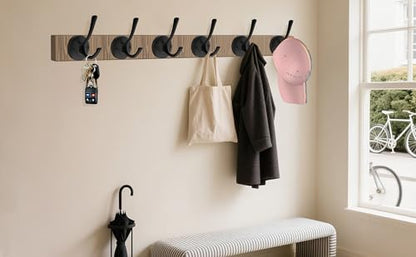 TOFIIGREM Black Wall Hooks, 6 Pack Coat Towel Hook Heavy Duty Metal Double Bath Robe Hook Wall Mounted, Hat Hooks for Cubicle Bathroom Kitchen Closet Garage - color: Black, size: 6 Pack
