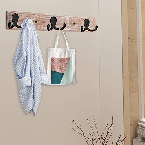 IBosins 10 Pack Black Double Prong Coat Hooks Wall Mounted with 20 Screws | Heavy Duty Retro Double Hooks Utility Hooks for Coat, Scarf, Bag, Towel, Key, Cap, Cup, Hat - color: 10 Pcs Black