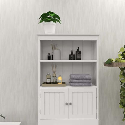 HRVEOCEI White Over The Toilet Storage Cabinet with Doors, Freestanding Bathroom Above Toilet Storage & Tall Bathroom Over Toilet Storage Cabinet (Style2) - style: Style2