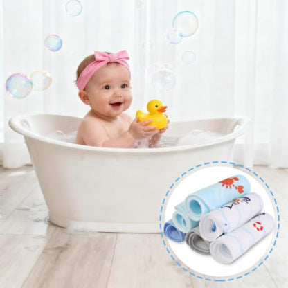 Baby Washcloths, 24Pack Baby Wash Cloths Extra Soft & Ultra Absorbent, Baby Towels and Washcloths Face Towels for Unisex Boys Girls Body, Washclothes Gentle on Sensitive Skin, 9x9 Whales & Crabs - color: Whales & Crabs