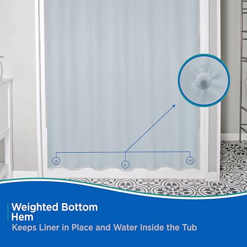Kenney KN41438 Medium Weight 5 Gauge Waterproof PEVA Shower Curtain Liner with Rust-Resistant Metal Grommets and Weighted Magnetic Hem for Bathroom, 70" W x 72" H, Blue, 1-Pack - color: Blue, size: 70"W x 72"L (Pack of 1)