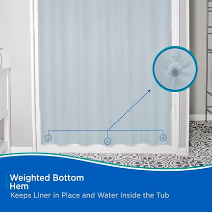 Kenney KN41438 Medium Weight 5 Gauge Waterproof PEVA Shower Curtain Liner with Rust-Resistant Metal Grommets and Weighted Magnetic Hem for Bathroom, 70" W x 72" H, Blue, 1-Pack - color: Blue, size: 70"W x 72"L (Pack of 1)