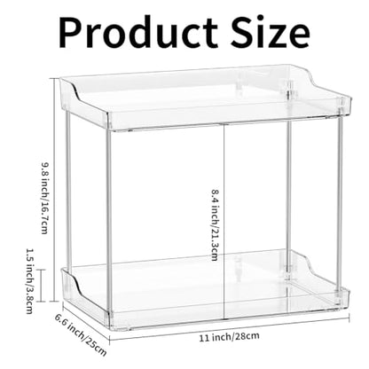 2 Tier Acrylic Bathroom Organizer Countertop Vanity Tray | Clear Corner Makeup Storage Counter, Perfume Holder, Bedroom Kitchen Living Room Space Saving Storage Solution