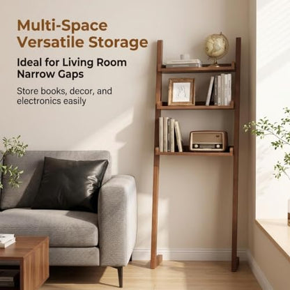 Over the Toilet Storage Shelf Solid Wood 3 Tier Leaning Ladder Rack | Solid Wood Construction, Wall-Mounted Leaning Design for Small Bathroom,Ideal for Apartment Renters(Natural) - color: Natural
