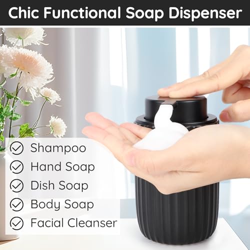 Segbeauty Foaming Soap Dispenser Black, 10.8oz Ceramic Foam Hand Soap Dispenser for Bathroom, 320ml Empty Refillable Liquid Containers for Kitchen, Lotion Dispensers Bottle with Foaming Pump - color: Black, style: Foaming