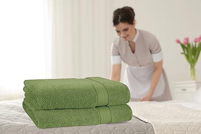 GLAMBURG 700 GSM Premium Cotton 2-Pack Oversized Extra Large Bath Sheet Set - 100% Combed Cotton - 2 Bath Sheets 35x70 - Luxury Hotel & Spa Quality - Durable Ultra Soft Highly Absorbent - Kiwi Green - color: Kiwi Green, size: 2 Pack 700 GSM Bathsheet