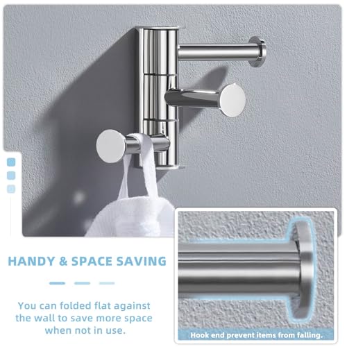 Suyar Swivel Towel Hook Polished Chrome, Bathroom Robe Holder with 3 Arms | SUS304 Stainless Steel, Screw Mount - color: Polished Chrome, size: 1 Pack