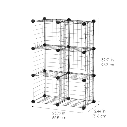 IRIS USA 6-Cube Modular Wire Cube Storage Organizer | Adjustable & Expandable Metal Shelving for Closet, Bathroom & Home Storage, Stackable Wire Grid - style: Cube - 6 Pack