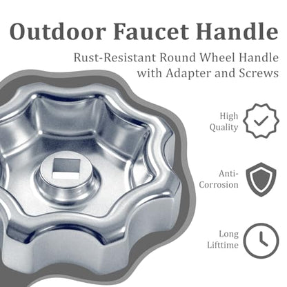 Outdoor Faucet Handle Replacement,Compatible with Outdoor Faucets | Adapter Fits 8 or 12-Point Broaches,Compatible with 3/8" Square Stems,Rust-Resistant Metal,Screws Included