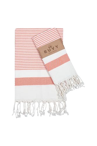 Ruvy Home Basics Turkish Hand Towels for Bathroom Set of 4 | 18"x40", Cotton | Decorative Towel for Bathroom, Kitchen, Dishcloth, Tea, Yoga, Face, Gym - Orange - color: Orange, size: Modern - 4 Pack