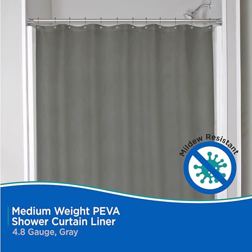 Kenney KN41439 Medium Weight 5 Gauge Waterproof PEVA Shower Curtain Liner with Rust-Resistant Metal Grommets and Weighted Magnetic Hem for Bathroom, 70" W x 72" H, Gray, 1-Pack - color: Grey, size: 70"W x 72"L (Pack of 1)