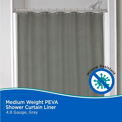 Kenney KN41439 Medium Weight 5 Gauge Waterproof PEVA Shower Curtain Liner with Rust-Resistant Metal Grommets and Weighted Magnetic Hem for Bathroom, 70" W x 72" H, Gray, 1-Pack - color: Grey, size: 70"W x 72"L (Pack of 1)