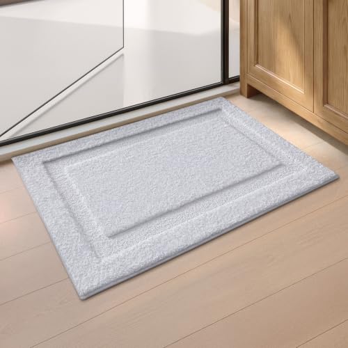 Color&Geometry Mini Non Slip Bathroom Rugs 24x16, Ultra Soft Absorbent Upgraded Microfiber Bath Rugs, Non-Slip Bathroom mat, Washable Plush Bath Mats for Bathroom, Shower, Bathtub, Laundry, White - color: A, size: 16"x24"（mini）
