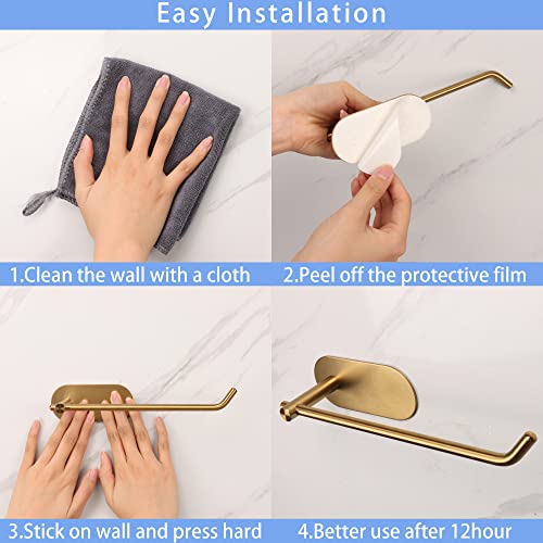 TocTen Hand Towel Holder/Towel Ring, No Drilling Stick on Wall Hand Towel Bar, SUS 304 Stainless Steel Hand Towel Rod, Strong Self Adhesive Hand Towel Rack/Hanger for Bathroom Kitchen (Brushed Gold) - color: Brushed Gold, size: 1 Pack 8.35 inch