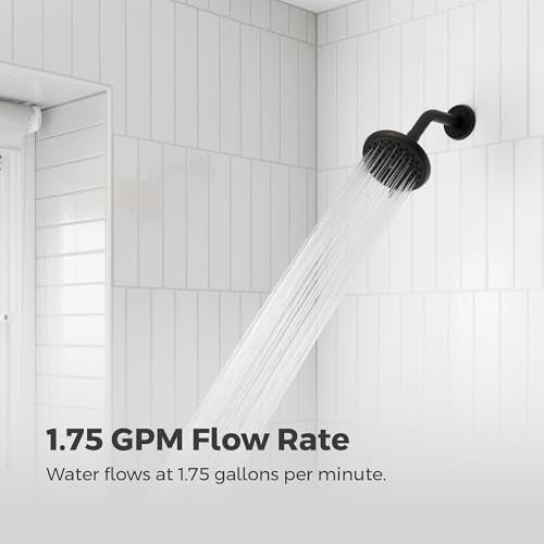 Pfister Universal Shower Head, Shower Arm Not Included, 5-Function, 1.75 GPM, Matte Black Finish, 015WS2UT01B - color: Matte Black