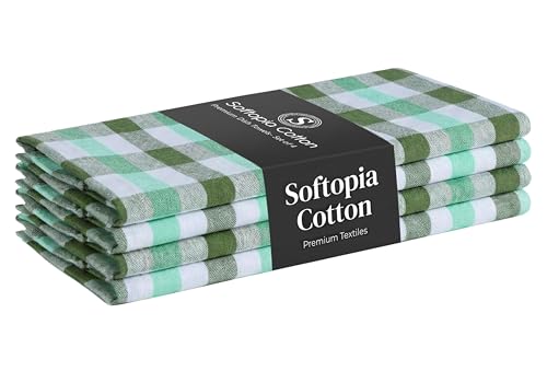 Checked Kitchen Towels 4 Pack, 18"x26", 100% Cotton, Absorbent Dish Towels for Kitchen Drying, Reusable Dishcloths for Cleaning, Quick Dry Wash Rags - Mint Green, Aqua Green, White - color: Multi Green - Gingham, size: 16 X 26 - 4 Pack