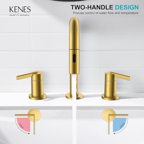 Brushed Gold Pull Down Widespread Bathroom Faucet 2 Handle 3 Hole | Pull Out Bathroom Faucet with Pop Up Drain & Supply Lines, Lead-Free cUPC & NSF Certified, 8 Inch Faucet for Vanity RV Sink - color: Brushed Gold