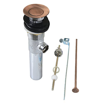 Kingston KB100AC Brass Pop-Up Drain with Overflow, Antique Copper - color: Antique Copper