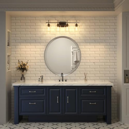 VONLUCE Bathroom Vanity Light, 4 Light Bathroom Light Fixture Over Mirror, Bathroom Wall Lamp with Clear Glass, Modern Black Vanity Lighting fixtures for Bathroom, Bedroom, Hallway | Wine Glass Shades, E26 Sockets, Easy to install, Vanity Lights for Bathr