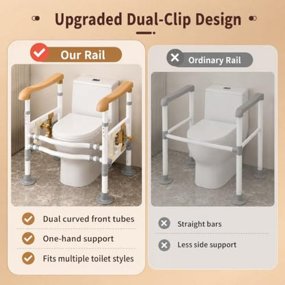 Toilet Safety Rails for Seniors, Adjustable Assist Bars with Suction Feet | High-carbon steel frame with large non-slip handles; width/height adjustable for bathroom, toilet, and elderly care use. - color: Yellow